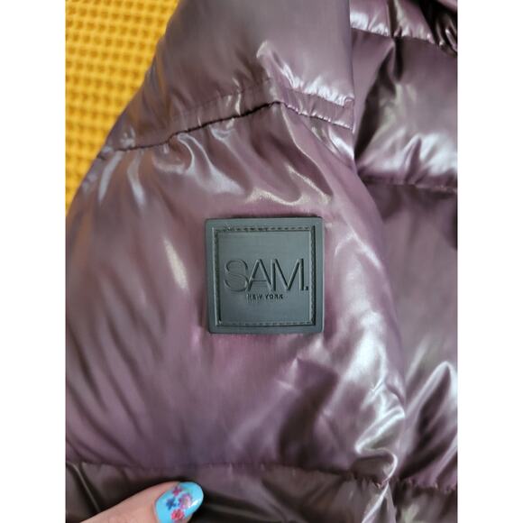 SAM New York Womens Purple Nylon Goose Down Fill Women's Full Zip Coat Jacket M - Picture 6 of 7